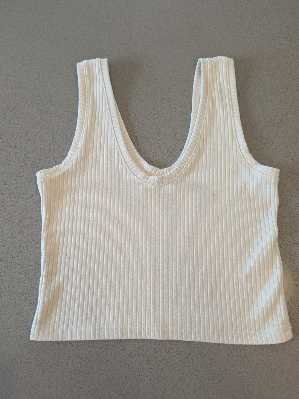 Abercrombie & Fitch Cream Ribbed Scoop Neck Cropped Tank
